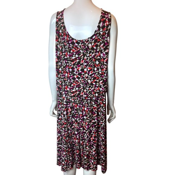 George Womens Geometric Pattern Cowl Neck Dress Gl288118E V Neck Brown White XXL - Picture 2 of 7